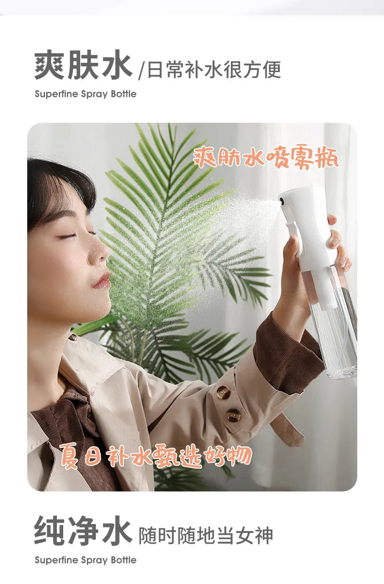 Refillable Hair Spray Bottle – 200/300/500ml Continuous Mist Water Sprayer for Salon & Home Hair Care
