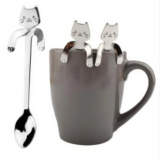 Stainless Steel Coffee Spoon – Cute Cat Shape Teaspoon for Dessert, Snack, Ice Cream, Mini Spoons, Tableware Kitchen Tools