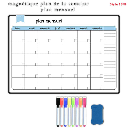 A3 Dry Erase Whiteboard Fridge Calendar – Weekly & Monthly Planner in Spanish, French, English