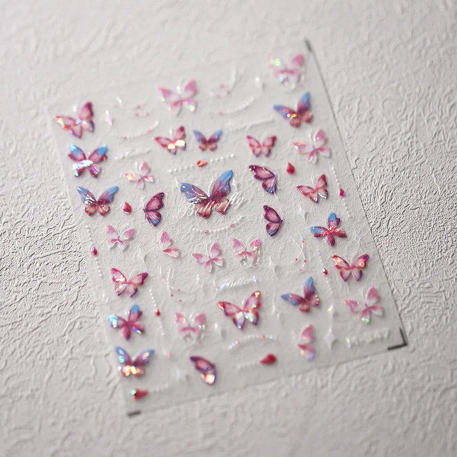 5D Glitter Butterfly Nail Sticker – Kawaii Aurora Nail Art Decal for DIY Manicure & Nail Decorations