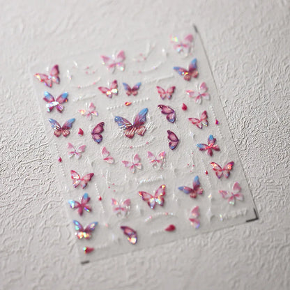 5D Glitter Butterfly Nail Sticker – Kawaii Aurora Nail Art Decal for DIY Manicure & Nail Decorations