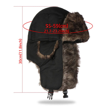 Men's and Women's Trapper Bomber Hats - Ushanka Winter Earflap Hat, Warm Plush Cap for Outdoor Sports, Skiing, Hunting, and Fishing