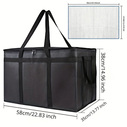 XXXL Large Capacity Insulated Pizza Delivery Bag — Reusable Warming Bag with Removable Hard Bottom, 3-Layer Thermal Bag
