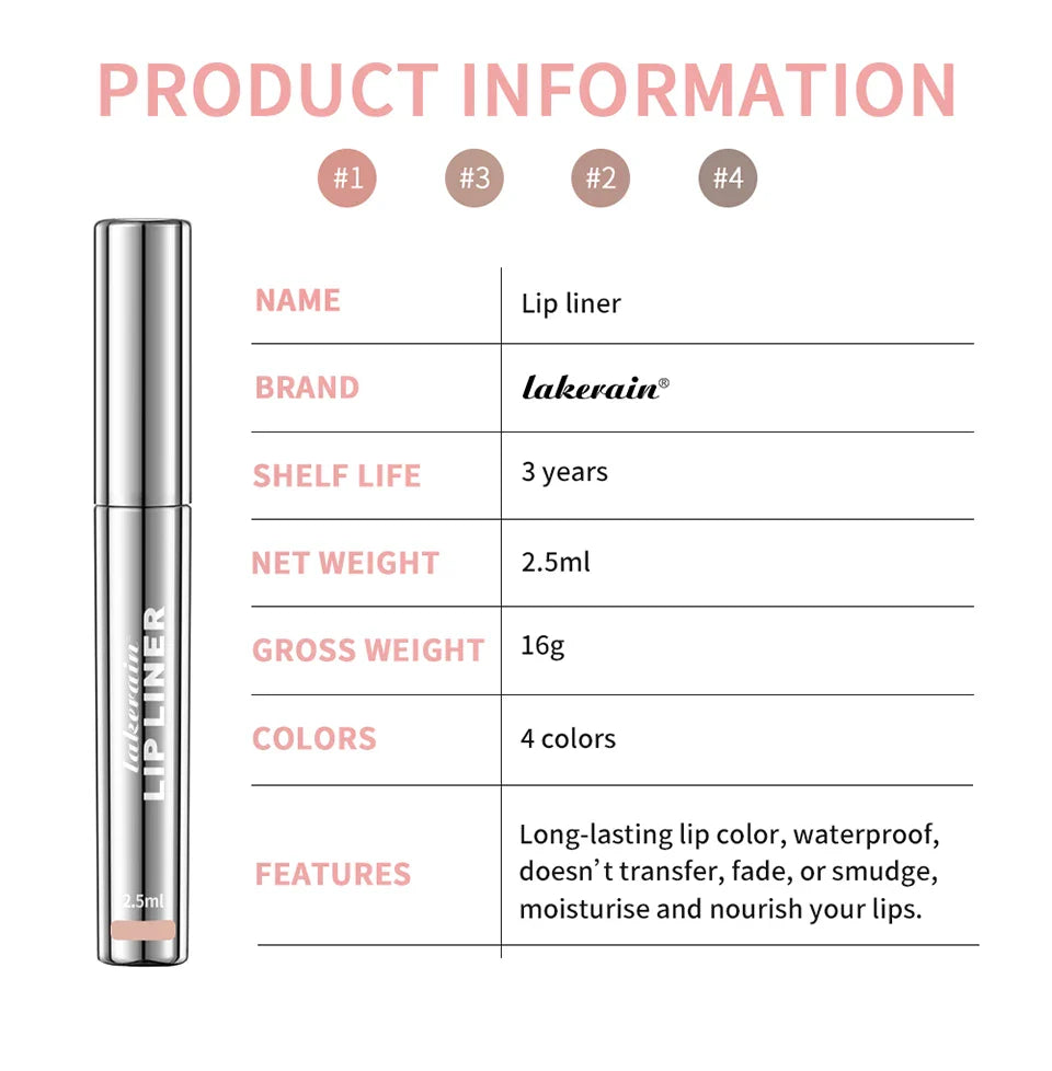 Waterproof Peel-Off Lip Liner & Tattoo Lip Gloss – Long-Lasting Matte Lip Tint & Brown Contour Lip Stain