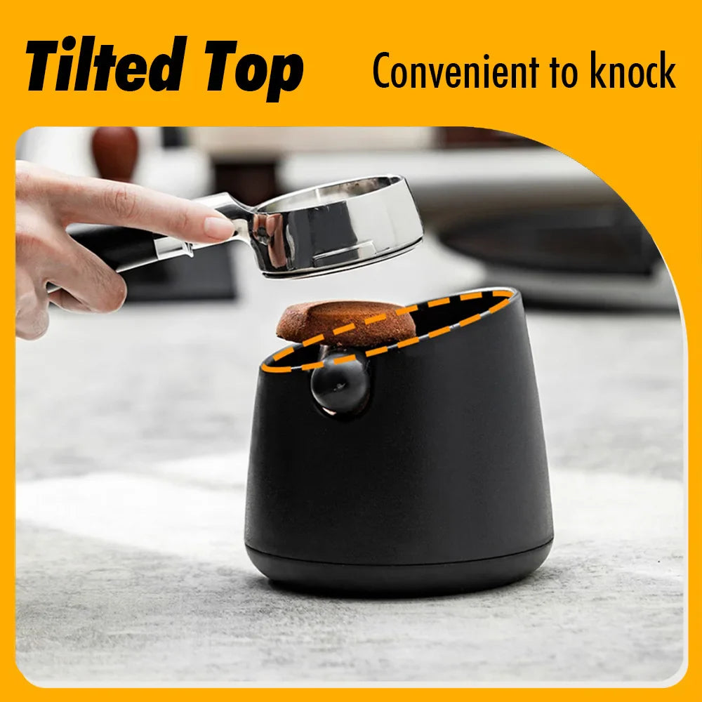 White Coffee Knock Box – 800ML Espresso Grounds Container with Rubber Knock Bar & Anti-Slip Base