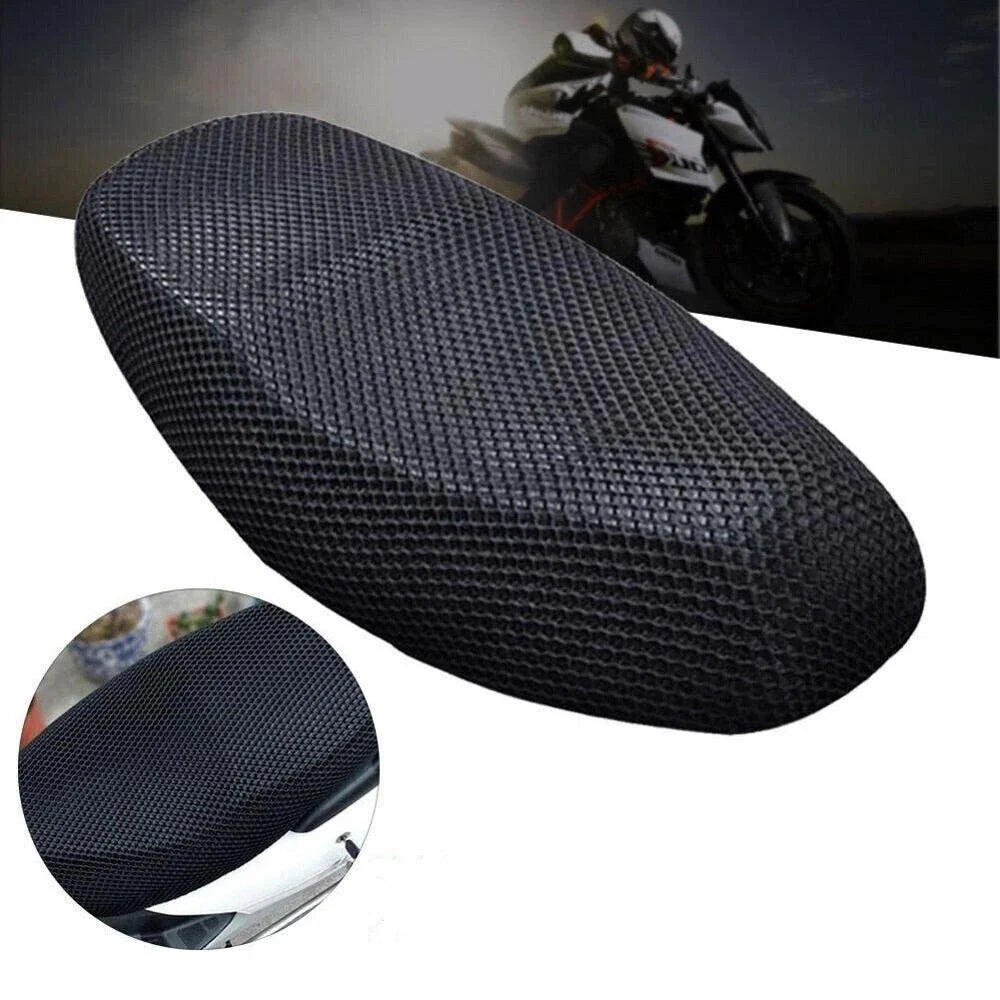 Summer Cool 3D Mesh Motorcycle Seat Cover – Breathable, Anti-Slip Scooter Cushion with Grid Protection Pad