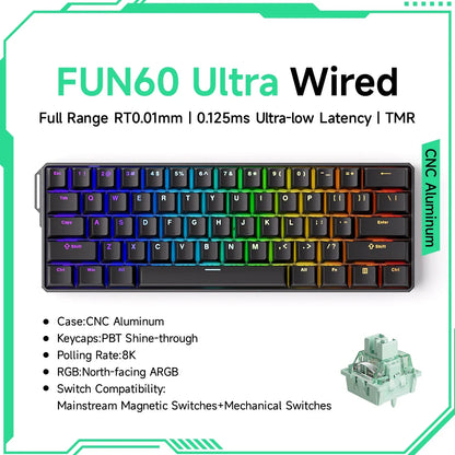 Akko MonsGeek FUN60 60% Mechanical Gaming Keyboard – Magnetic Switch, 8K Rapid Trigger, ARGB HE/TMR Custom Keyboard