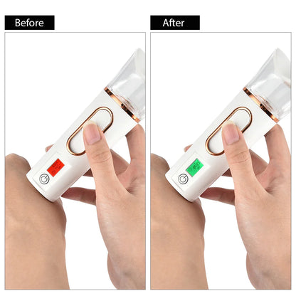 Handheld Nano Mist Sprayer Facial Steamer – Mini Portable Hydrating Skin Care Humidifier with LED Display Nebulizer Beauty Device