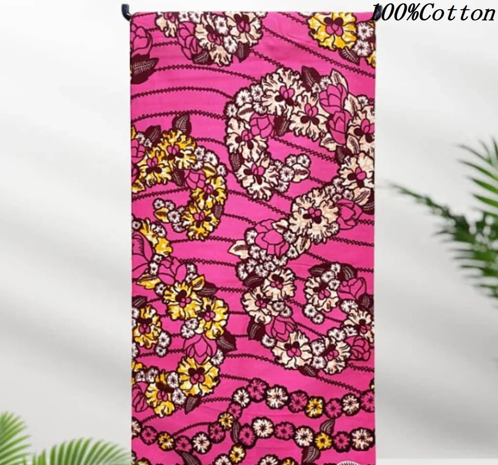 African Ankara Wax Print Fabric - 100% Cotton Batik Material for Sewing & Wholesale 6 Yards