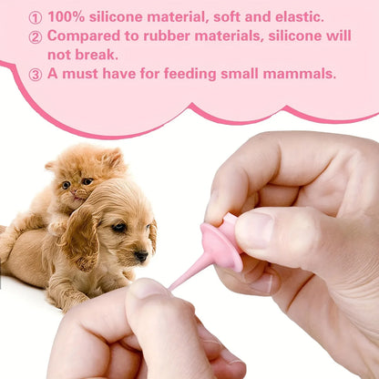 Small Animal Nursing Nipples – Kitten, Puppy & Squirrel Feeding Teat Replacement for Baby Pet Bottle Care Accessories