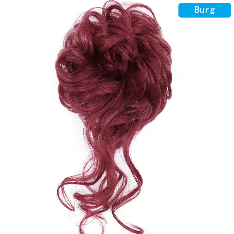 AZQUEEN Messy Bun Hair Extension – Synthetic Curly Wave Chignon Scrunchie, Elastic Band Updo Hairpiece for Women