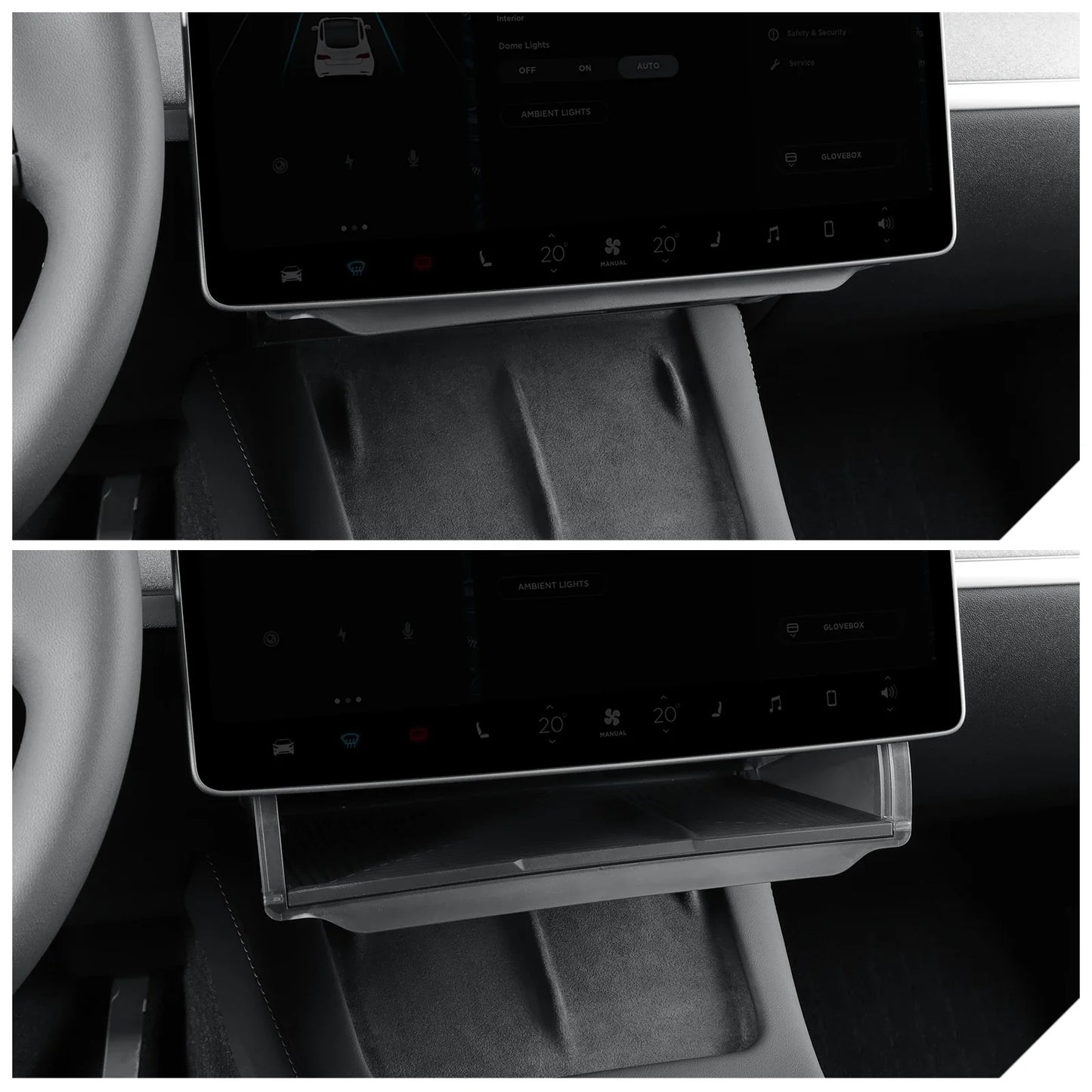 Hidden Storage Box Organizer – Under Screen Tray for Tesla Model Y 2024 & Model 3 2021-2022
