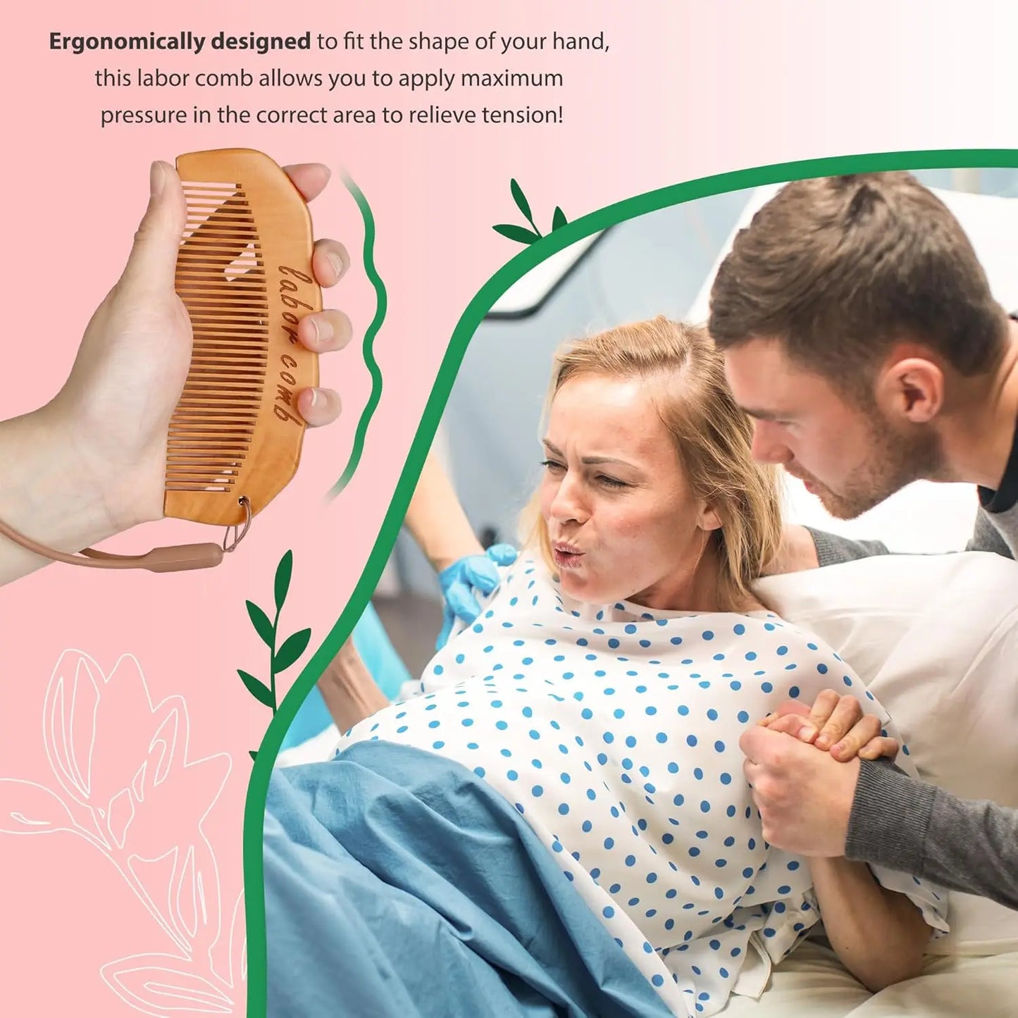 Women’s Birth Comb – Natural Wooden Labor & Delivery Essential for Hospital Bag