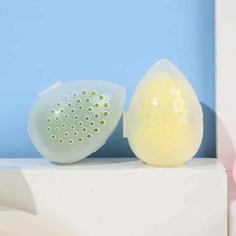 1pc Empty Transparent Puffs Drying Box - Portable Sponge Stand Cosmetic Egg Shaped Rack, Makeup Puff Holder Storage Case
