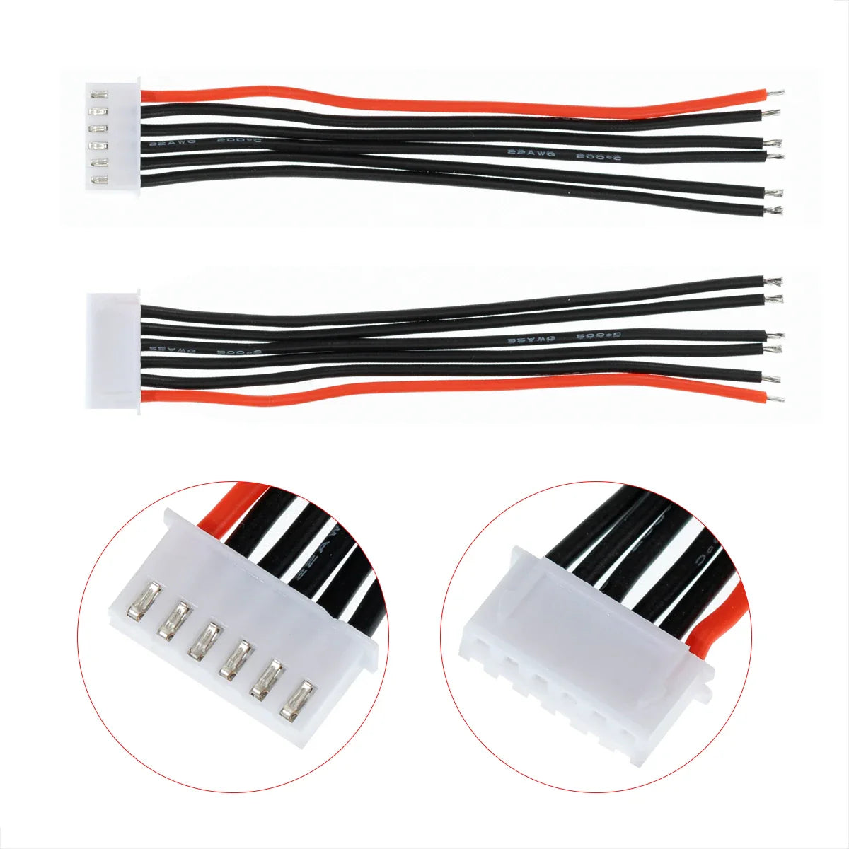5pcs JST-XH 22AWG Silicone Wire Extension – Lipo Balance Charger Cable for RC Batteries (1/2/3/4/5/9S)