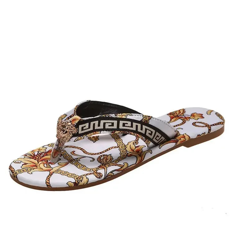 Sexy Women's Flip-Flops – Fashionable Printed Flat Slippers, Outdoor Sandals in Large Sizes