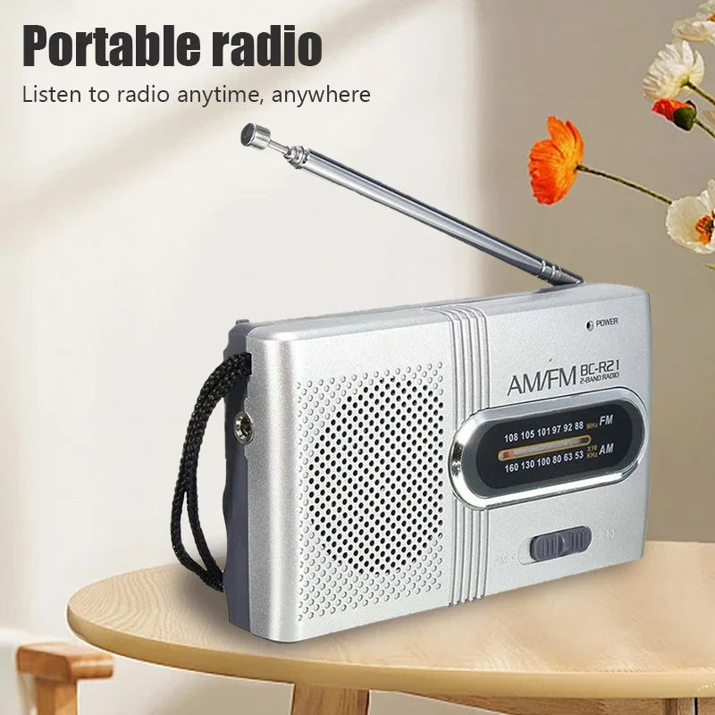 BC-R21 Mini AM/FM Radio — Battery-Operated Portable Receiver with Best Reception for Home, Running & Walking