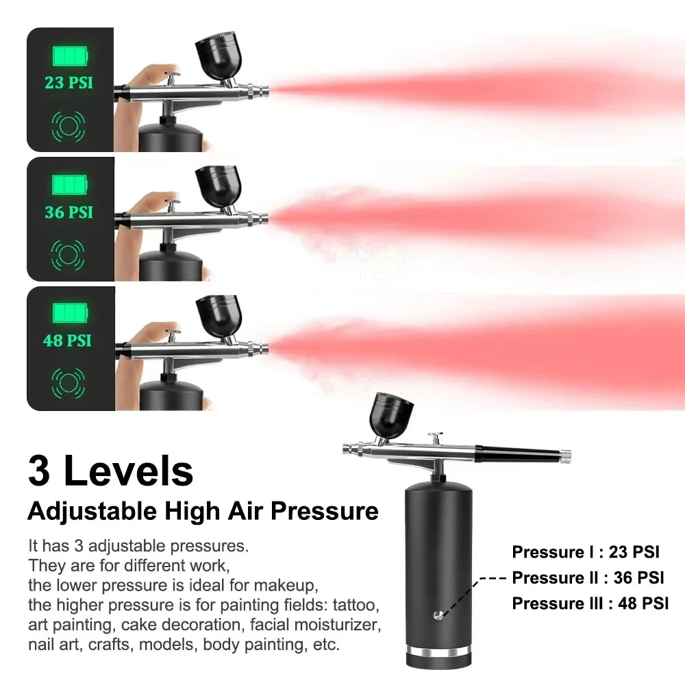 Portable Wireless Airbrush Kit — Handheld Electric Spray Gun with Compressor for Coloring, Tattoo, Graffiti & Model Painting
