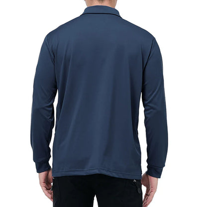 Men’s Lightweight Long Sleeve Polo Shirt — Performance Tactical Outdoor Hiking & Golf Shirt
