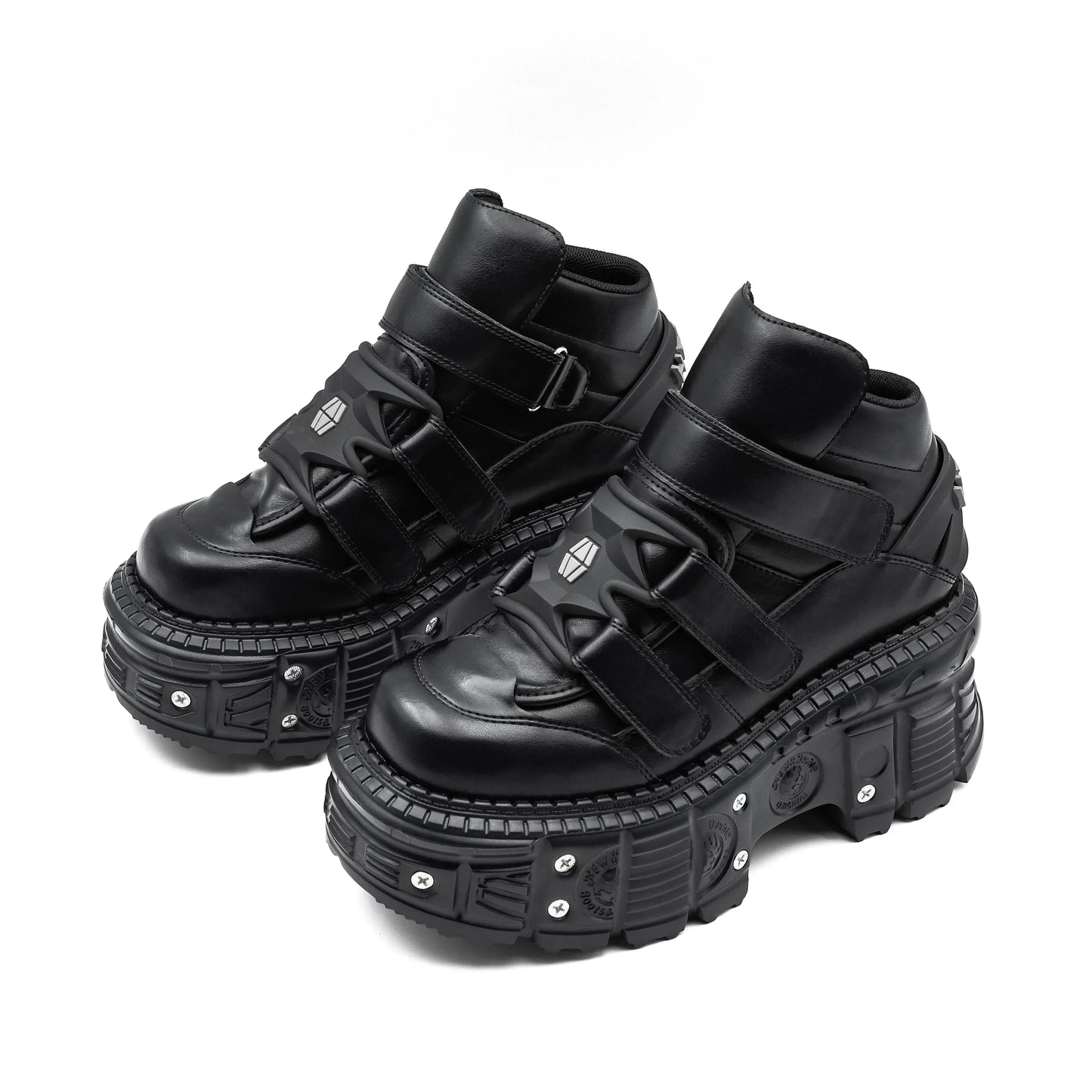 2025 Women’s Punk Gothic Ankle Boots – Lace-Up Platform Shoes with 9CM Heel & Metal Decor