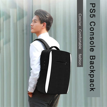 Console Backpack for PS5 - Large Capacity Travel Carrying Case for PSS Slim, Controllers, Headset, and Game Discs