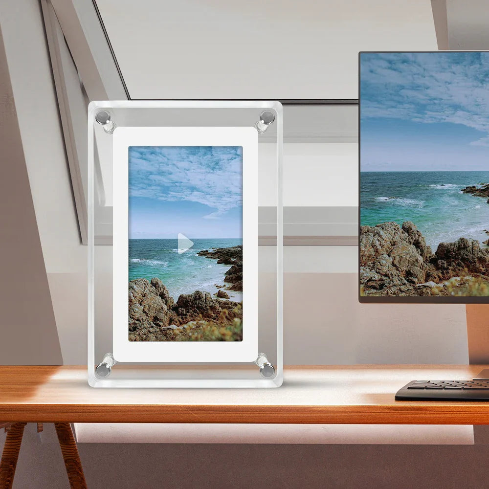 5-Inch Acrylic Digital Photo Frame — Vertical IPS Display, 4GB Memory & 1200mAh Battery | Portable Digital Picture Frame