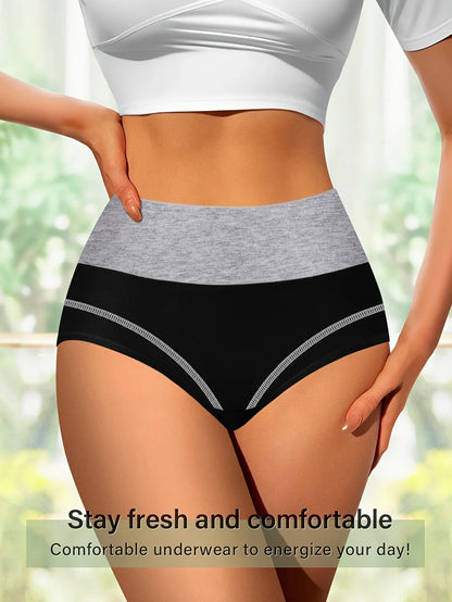 4-Pack Women’s High-Waist Panties – Tummy Control, Breathable Comfortable Triangle Shaping Underwear