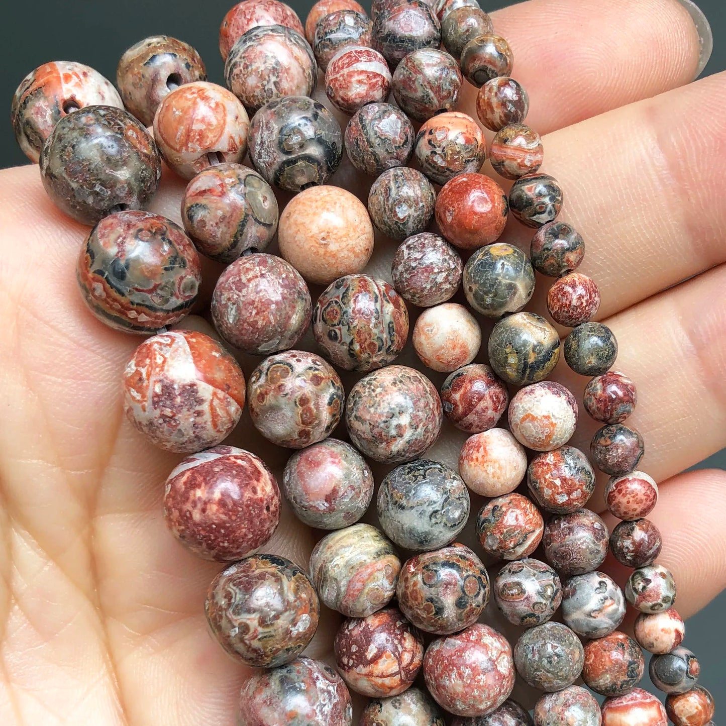 Natural Flame Stone Beads - Yooperlite & Fire Sodalite Loose Spacer Beads for DIY Bracelets and Necklaces