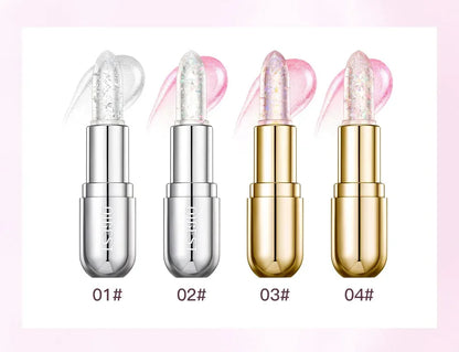 Soft Jelly Color-Changing Lipstick – Glossy Hydrating Glitter Lip Balm with Sparkling Red Shade