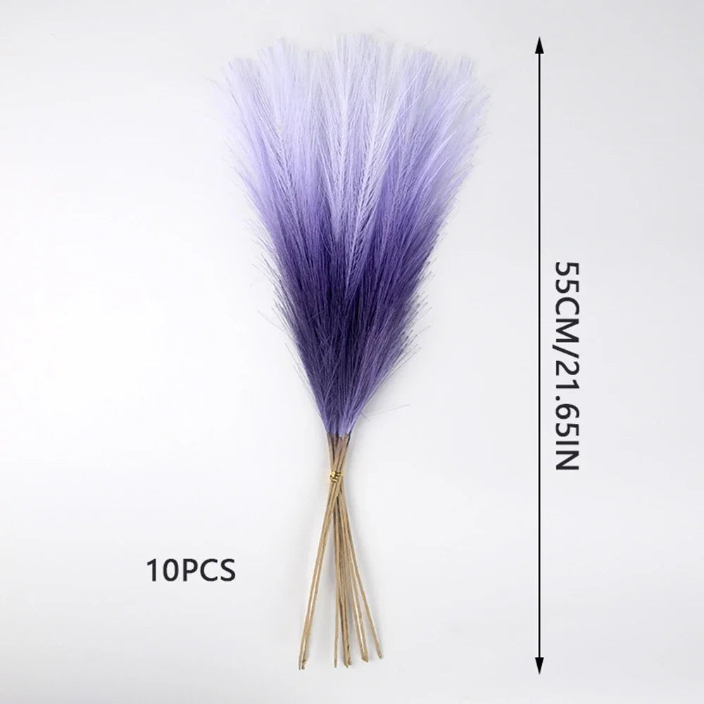 10PCS Artificial Pampas Grass – Fake Reed Flowers for DIY Floral Arrangements, Table Decor, Weddings & Home Christmas Decoration
