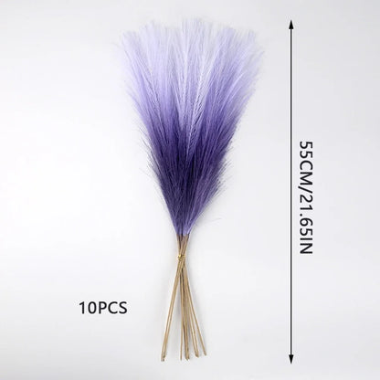 10PCS Artificial Pampas Grass – Fake Reed Flowers for DIY Floral Arrangements, Table Decor, Weddings & Home Christmas Decoration