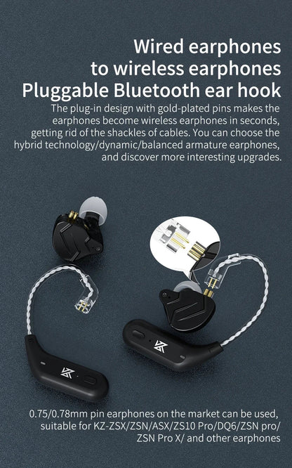 KZ AZ09 HD Bluetooth Earphones – Wireless HIFI Ear Hook Headset with Charging Case, Compatible with KZ EDXPRO ZSNPRO ZS10PRO