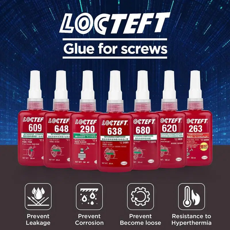 Screw Glue Anti-Loosening Fastening Adhesive | Corrosion & High-Temperature Resistant Thread Sealing Glue