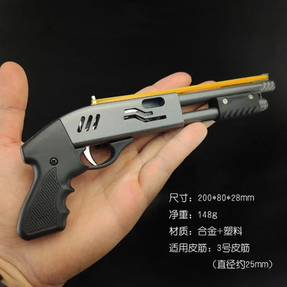 Mini Alloy Rubber Band Rifle – 8-Burst Toy Gun Pistol Model Ornament | Fun Christmas Gift for Boys
