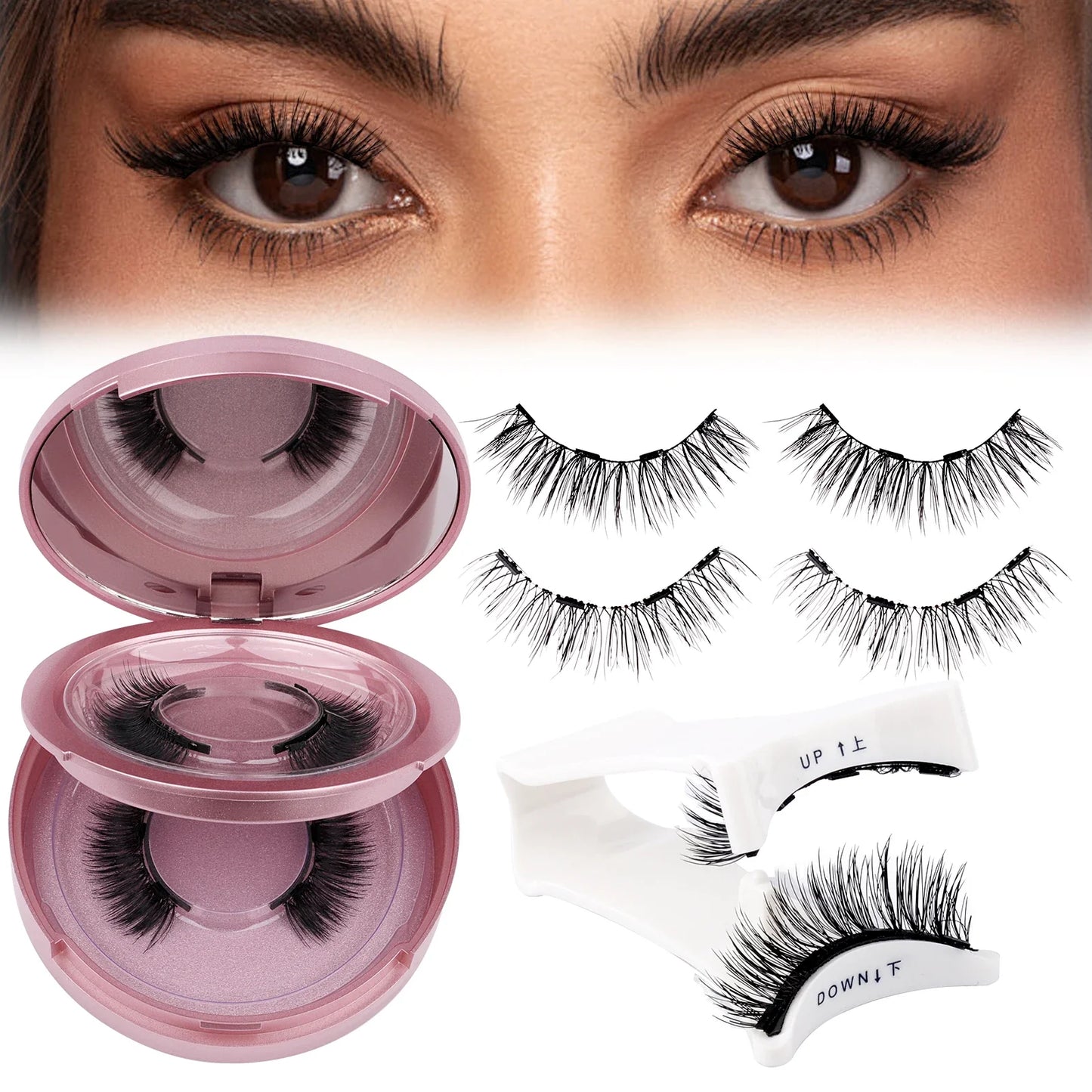 GEMERRY Magnetic Eyelashes Set with Applicator – Natural Look Reusable No Glue Soft Strip False Lashes Makeup Kit