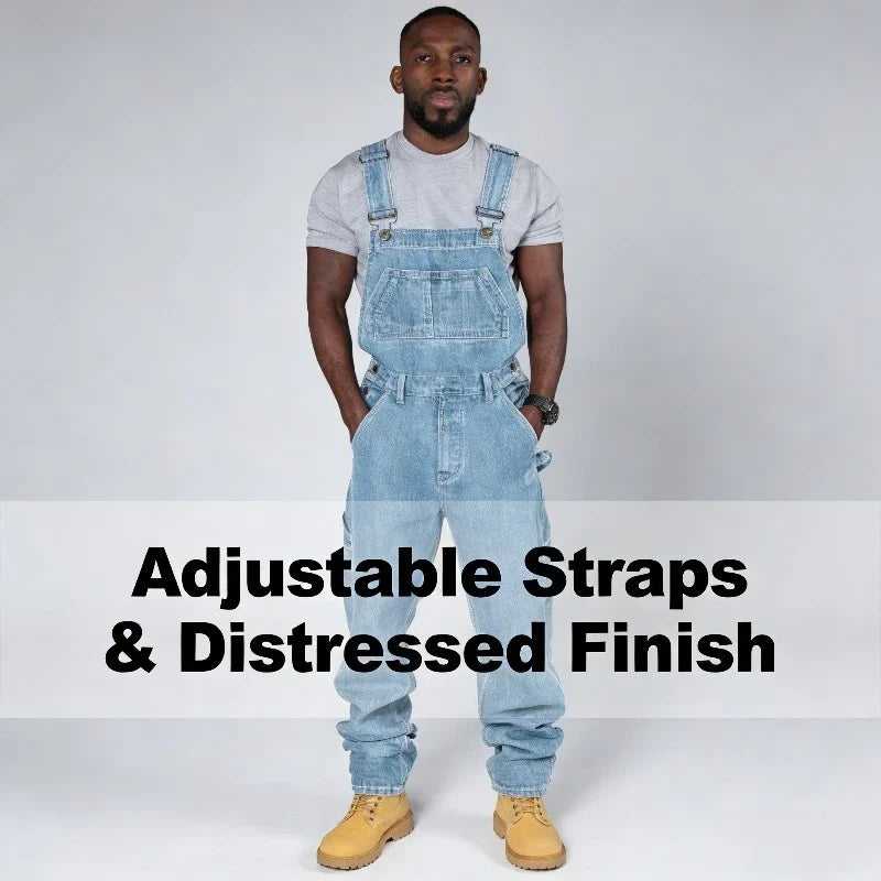 Men’s Denim Overalls - 2026 Fashion Jumpsuit Jeans with Adjustable Suspenders
