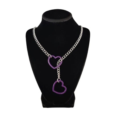 Heart O-Ring Punk Rock Necklace – Stainless Steel Cuban Chain Y-Necklace for Women