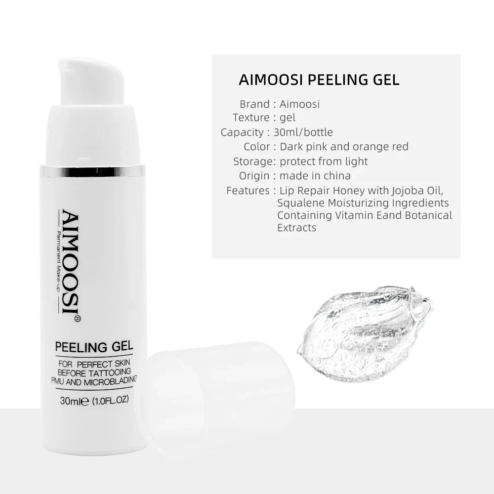 Aimoosi Exfoliating Gel – Clean Skin Cuticle Prep for Semi-Permanent Microblading, Eyebrow & Lip Tattoo Coloring