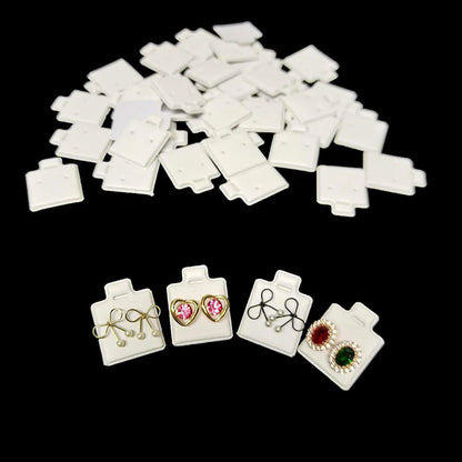 100PCS White Earring Cards with Puff Pad – Ear Studs Display Holder Tray Inserts Jewelry Organizer Wholesale