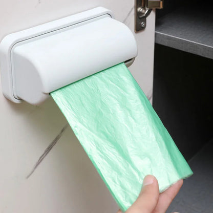 Wall-Mounted Trash Bag Dispenser - Kitchen and Bathroom Garbage Bag Holder and Storage Box for Plastic Grocery Bags