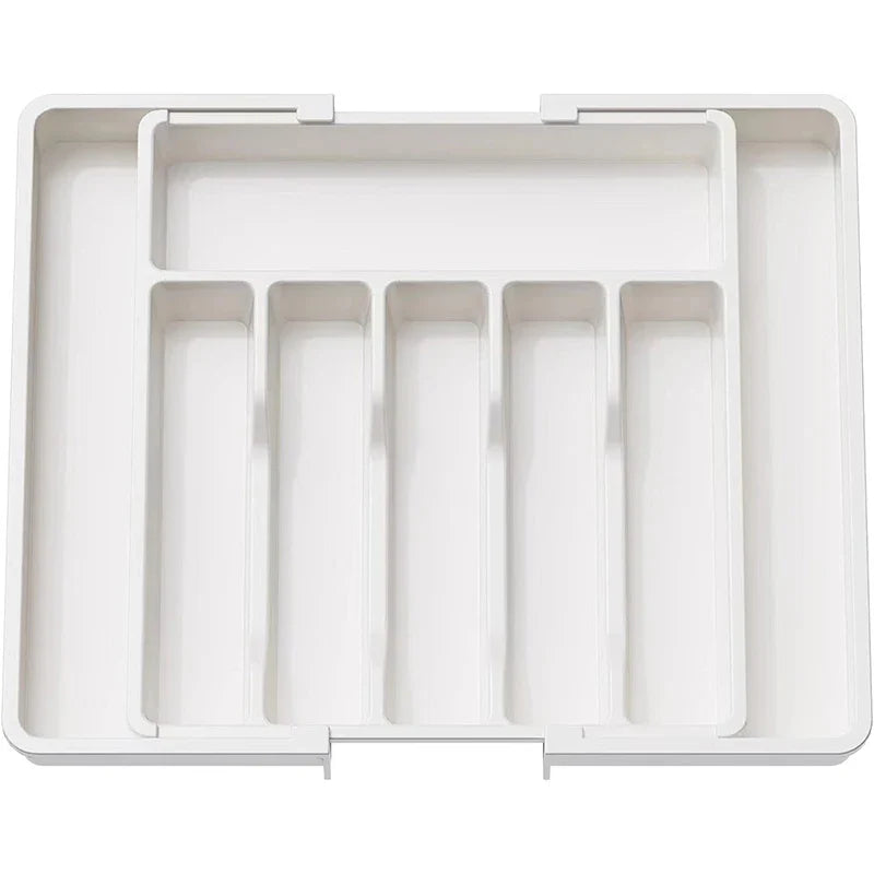 Expandable Adjustable Cutlery Drawer Organizer – Kitchen Utensil Tray with Compartments and Flatware Divider