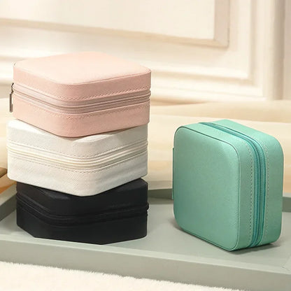 Portable Mini Jewelry Storage Box - Leather Travel Organizer for Earrings, Necklaces, Rings & Display