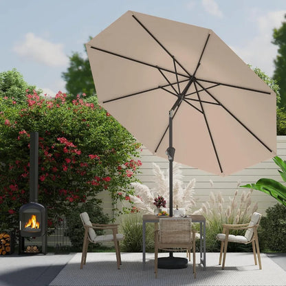 9FT Outdoor Patio Umbrella with Push-Button Tilt & Crank – 8-Rib Garden & Pool Table Sun Shade Canopy