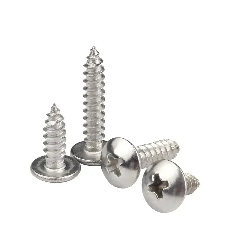 50/20/10pcs M3-M6 Stainless Steel Self-Tapping Screws – Cross Recessed Truss Head for Wood