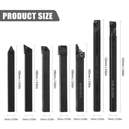 8-16mm Lathe Turning Tool Holder — Boring Bar & CNC Metal Cutter Rod with Shank and Inserts