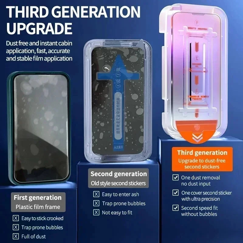 Matte Frosted Screen Protector for iPhone 11–16 Series – Oleophobic Coating, Dust-Free Installation, Anti-Glare Glass Film