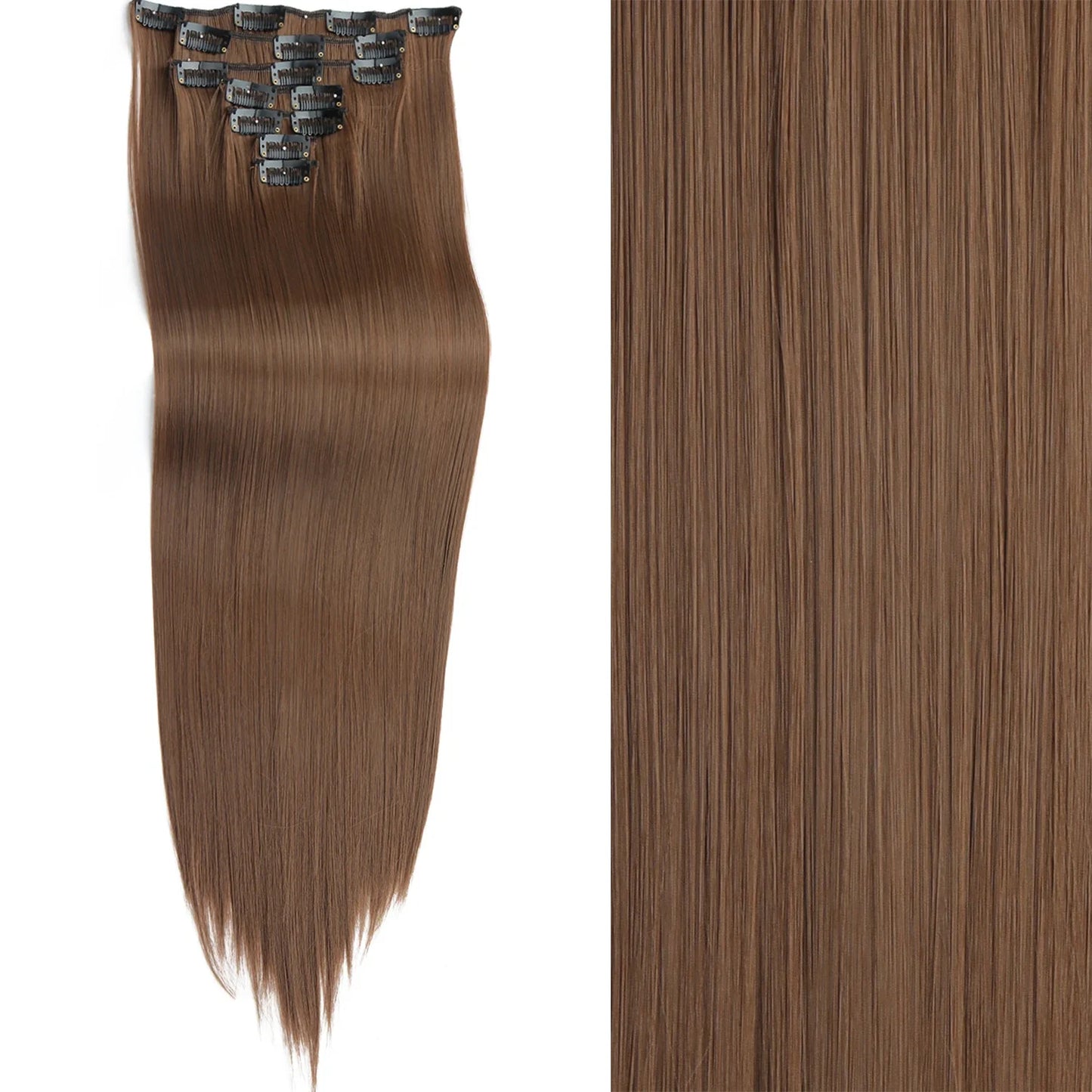 Women’s 7Pcs Hair Extensions with 16 Clips – Natural Black Straight Ombre Hairpiece