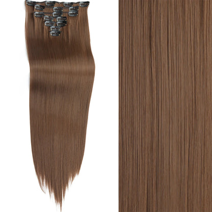 Women’s 7Pcs Hair Extensions with 16 Clips – Natural Black Straight Ombre Hairpiece