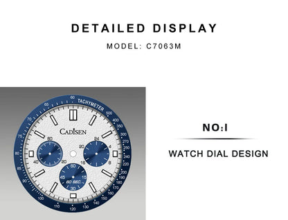CADISEN 2024 Men’s Quartz Business Watch — VD53 Luxury Chronograph Timepiece for Men