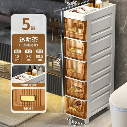 Transparent Bathroom Storage Cabinet – Luxury Visible Light Floor-Mounted Dustproof Narrow Organizer